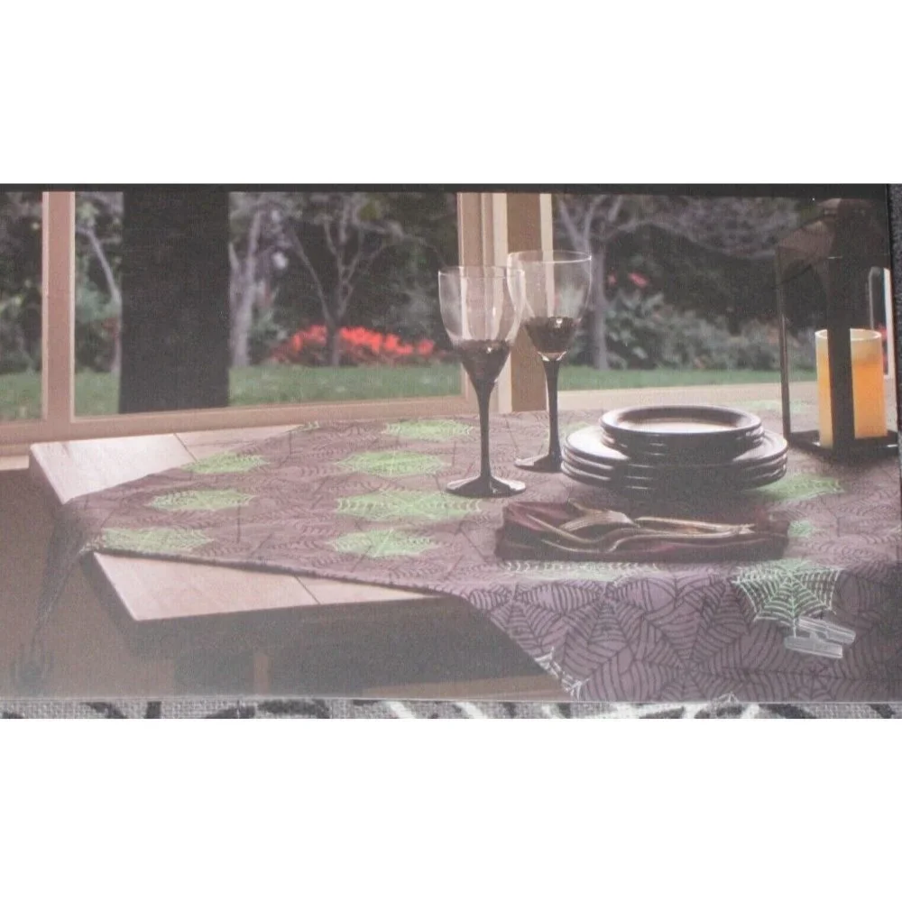 Cynthia Rowley Curious Halloween Table Throw Spiders ~ Glow in the Dark ~ Webs